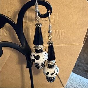 Hand Crafted Black and White Earrings